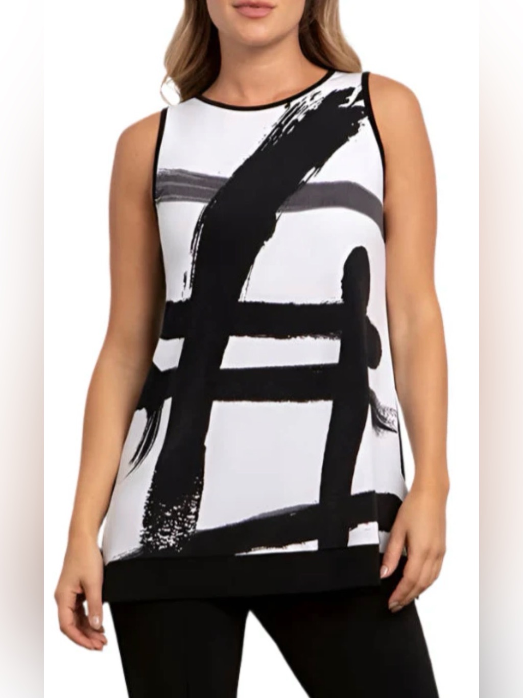 Sympli | Sleeveless Brush Stroke Tunic